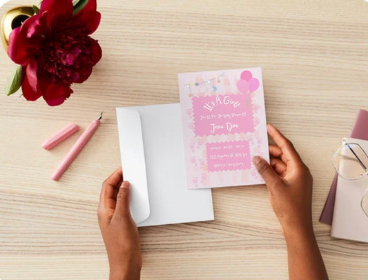 Pretty in Pink Baby Shower Invitation | Editable Canva Template