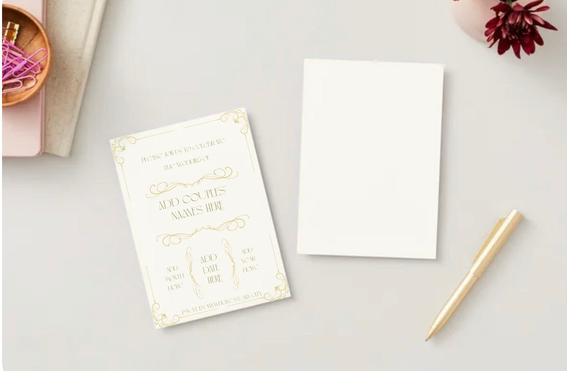 Elegant Gold Wedding Invitation Template | Editable Canva Wedding Invite